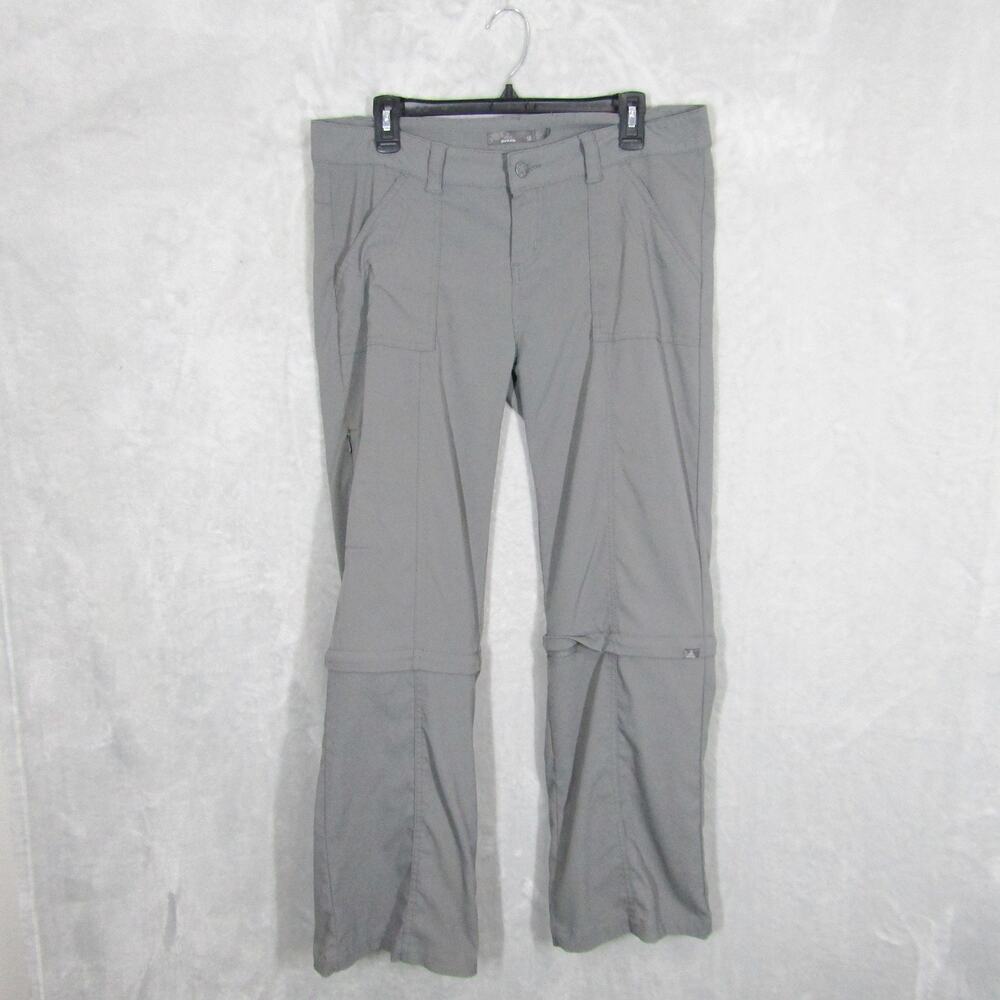 Prana Pants Womens 12 Gray Convertible Hiking Outdoor Zip Off Cargo Lightweight